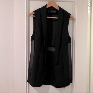 Zara Collar Vest with Sheer Details in Black